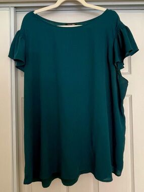 Paper Moon Women's Teal Flutter Sleeve Blouse